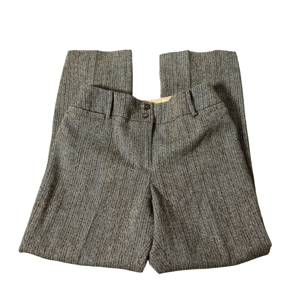 Carlisle Herringbone Wool Blend Dress Pants Womens‎ 6 Brown Grey Career Trousers